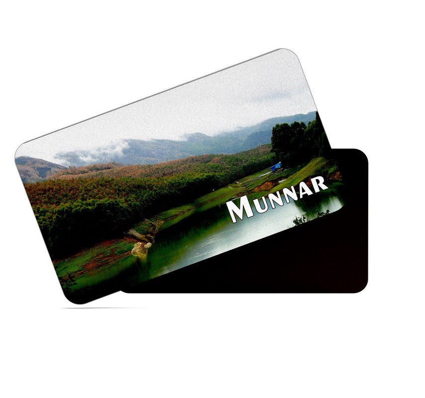 dhcrafts Rectangular Rubber Fridge Magnet / Magnetic Card Multicolor Kerala Munnar D5 Design Pack of 1 (8.6cm x 5.4cm)